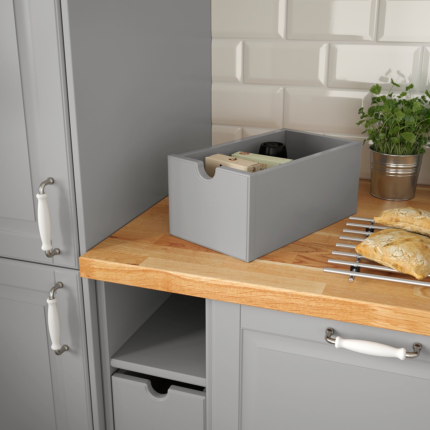 TORNVIKEN box, gray, 71/2x13x57/8