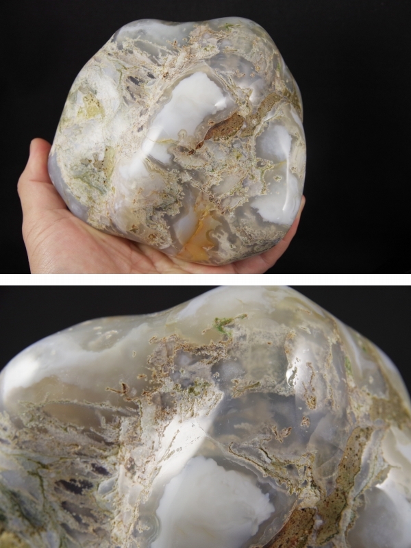 北海道花石産瑪瑙原石磨き1．9kg 天然石販売 名取貴石 天然石