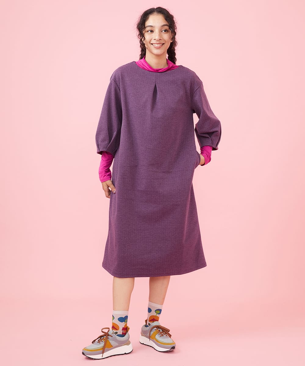 シャドウチェックジャカード カットソーワンピース(ワンピース