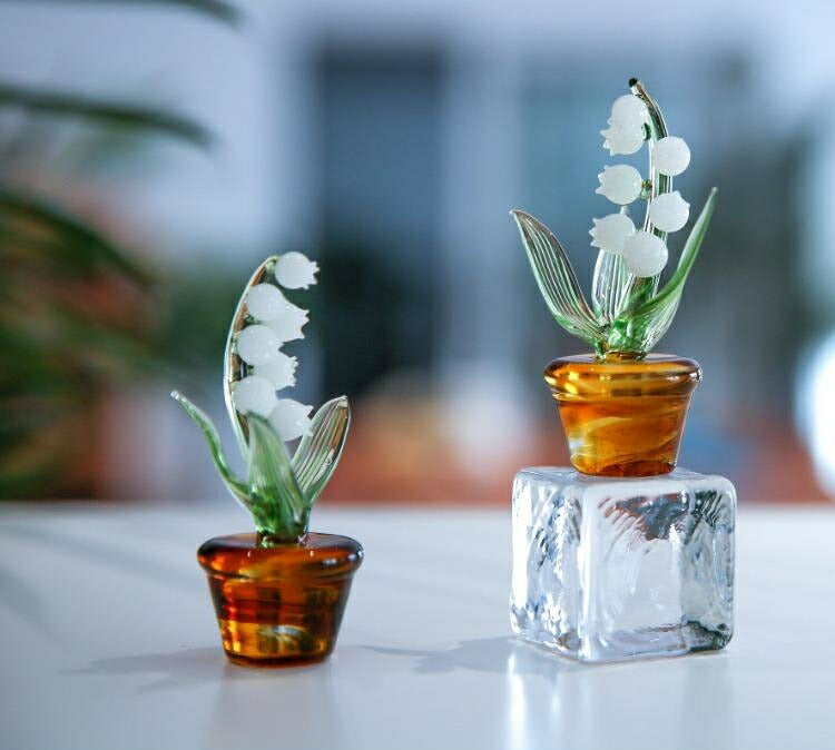 IwaiLoft 幸せ運ぶ 鈴蘭 ガラス スズラン ガラス細工 置物 がらす