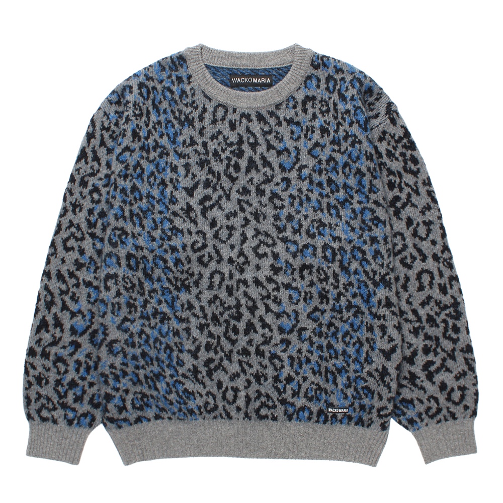 WACKO MARIA/LEOPARD MOHAIR JACQUARD KNIT SWEATER（GRAY