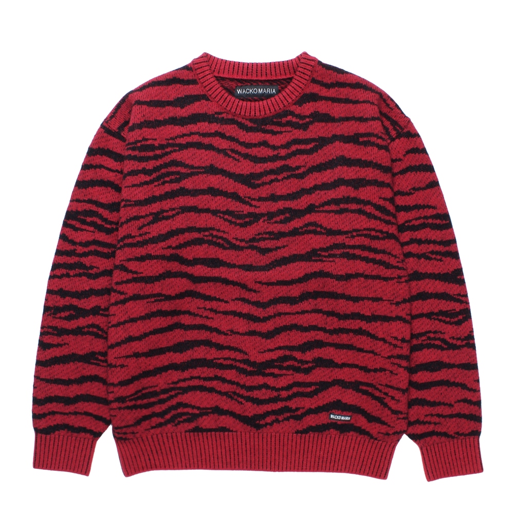 WACKO MARIA/TIGER MOHAIR JACQUARD KNIT SWEATER（RED）［タイガー