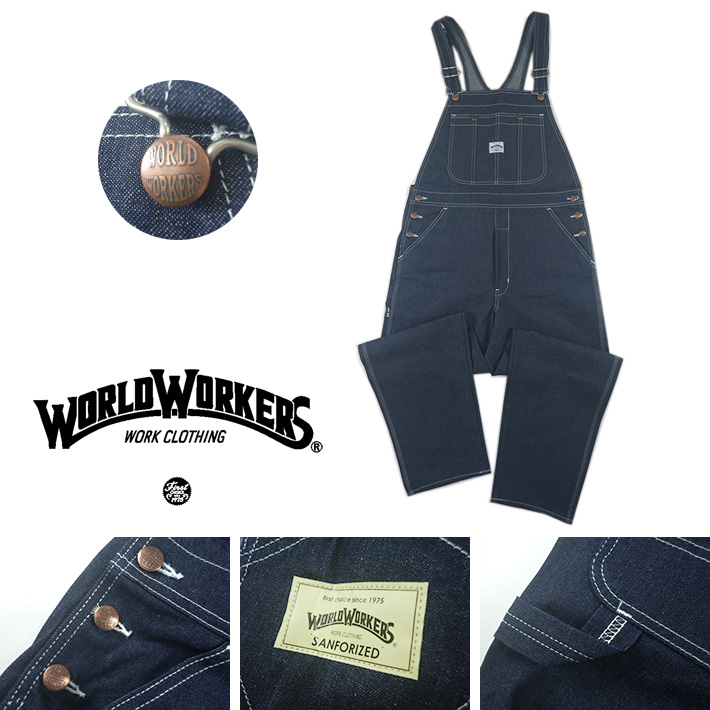WORLD WORKERS ワールドワーカーズ オーバーオール ブルーデニム