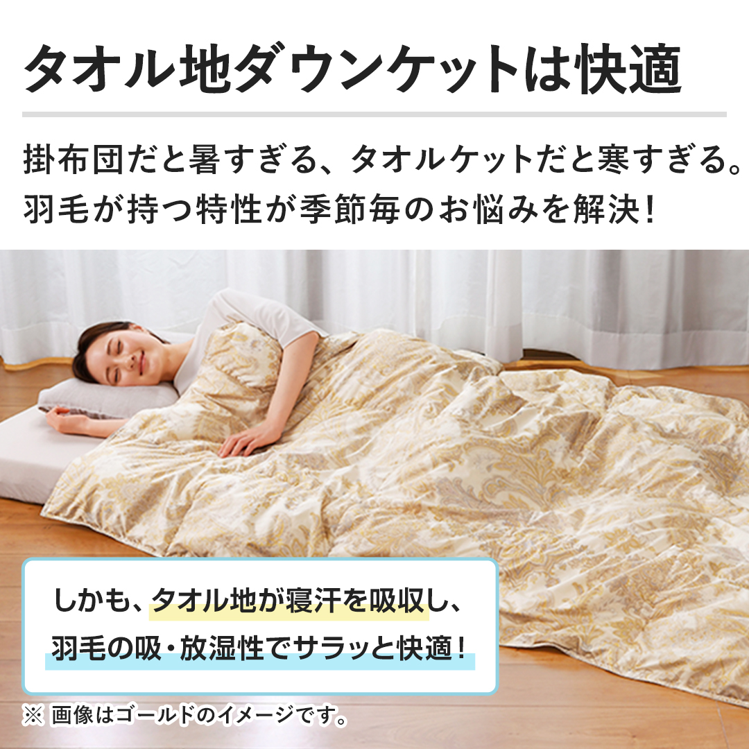 西川 布団・快眠グッズ ポーランド産羽毛使用 タオル地ダウンケット
