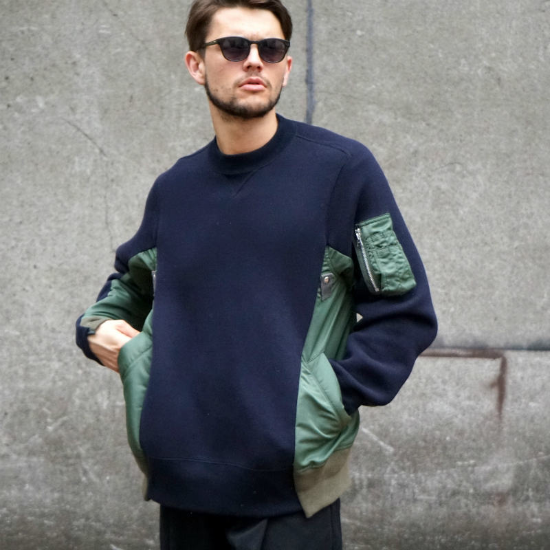 Sacai MA 1 Pullover Sweatshirts Chitose Abe combines different