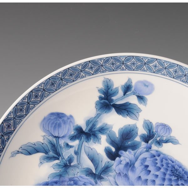 Japan Pottery Net / 鍋島染付菊文尺皿