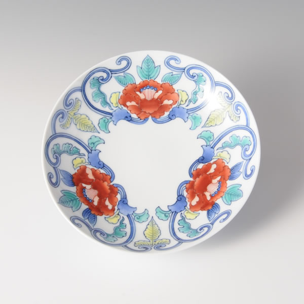 Japan Pottery Net / 色鍋島蟹牡丹文五寸高台皿