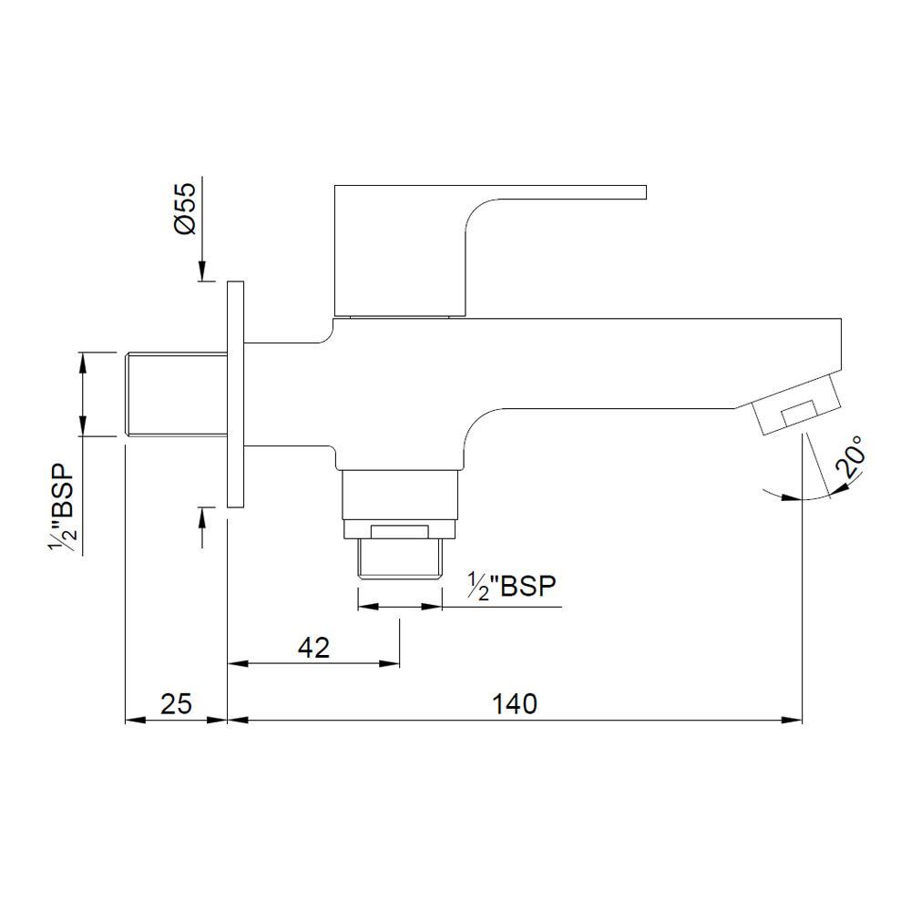 Aria 2 in 1 Bib Cock | Spout + Connection pipe provision