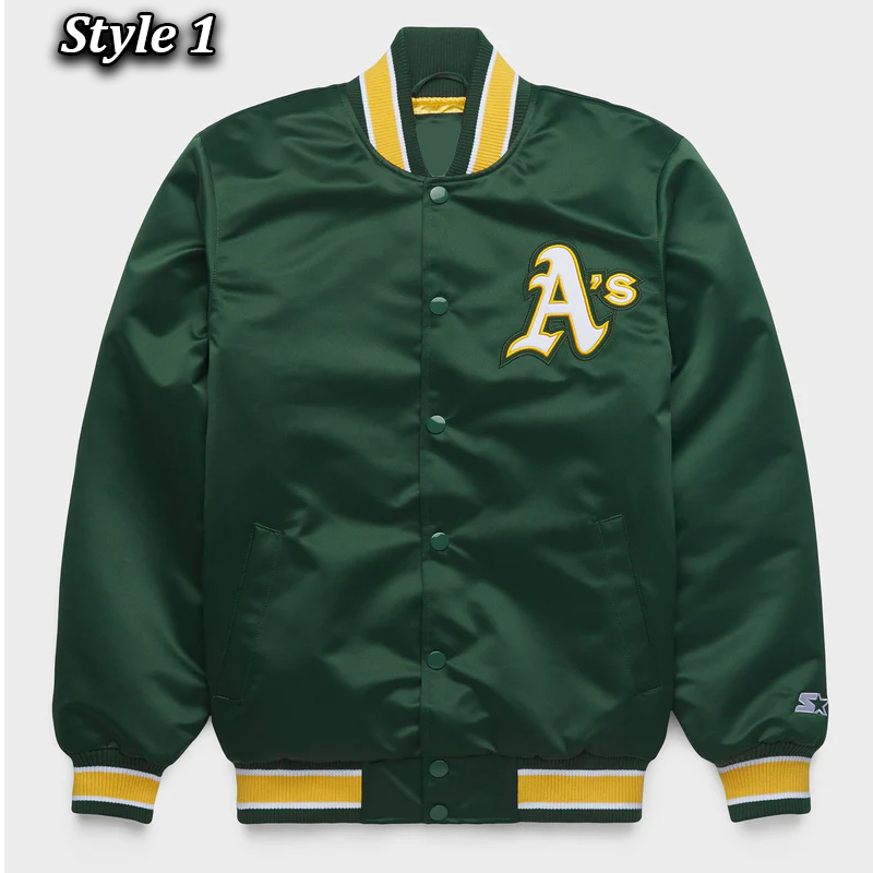 Green Satin Starter Classic Oakland Athletics Jacket