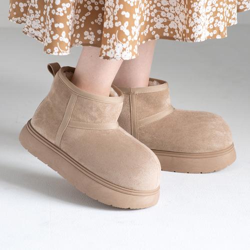 厚底ムートンショートブーツ(M ベージュ): ブーツ | ジェリービーンズ