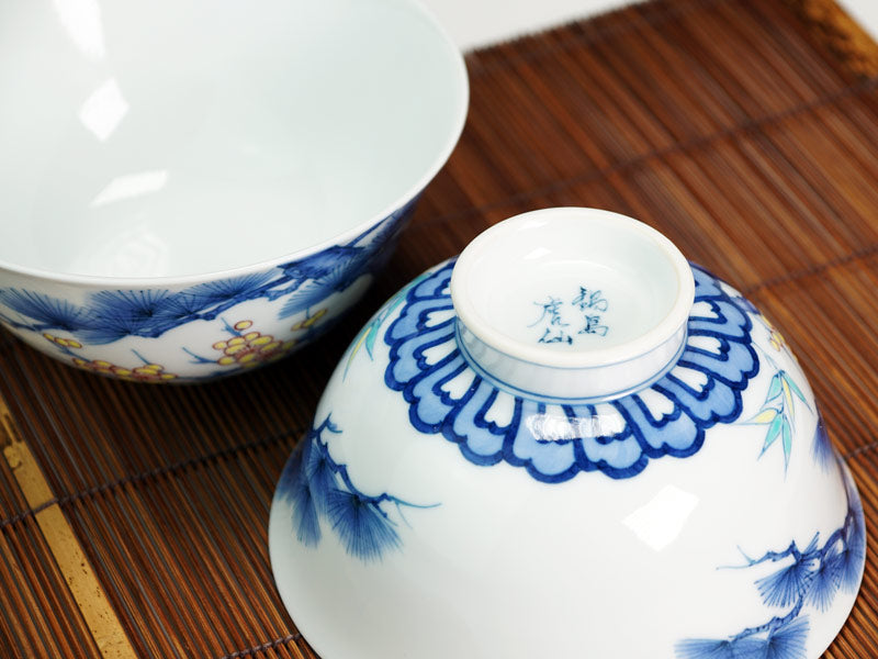 有田焼】睦揃（夫婦茶碗セット）染錦吉祥松竹梅図