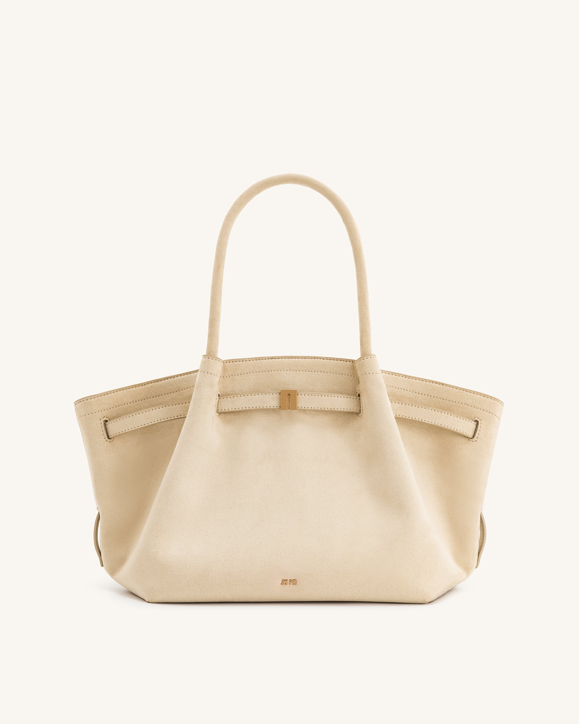 Hana Medium Faux Suede Tote Bag - Off White | JW PEI