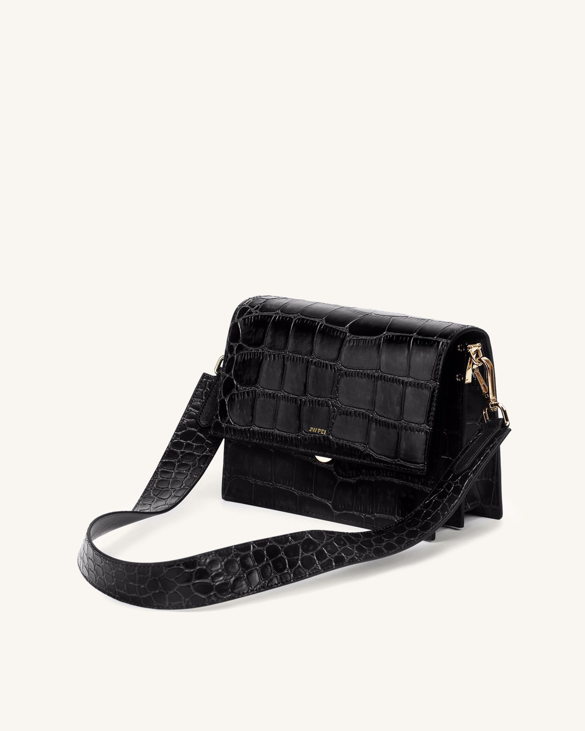 Mini Flap Crossbody - Black Croc | JW PEI