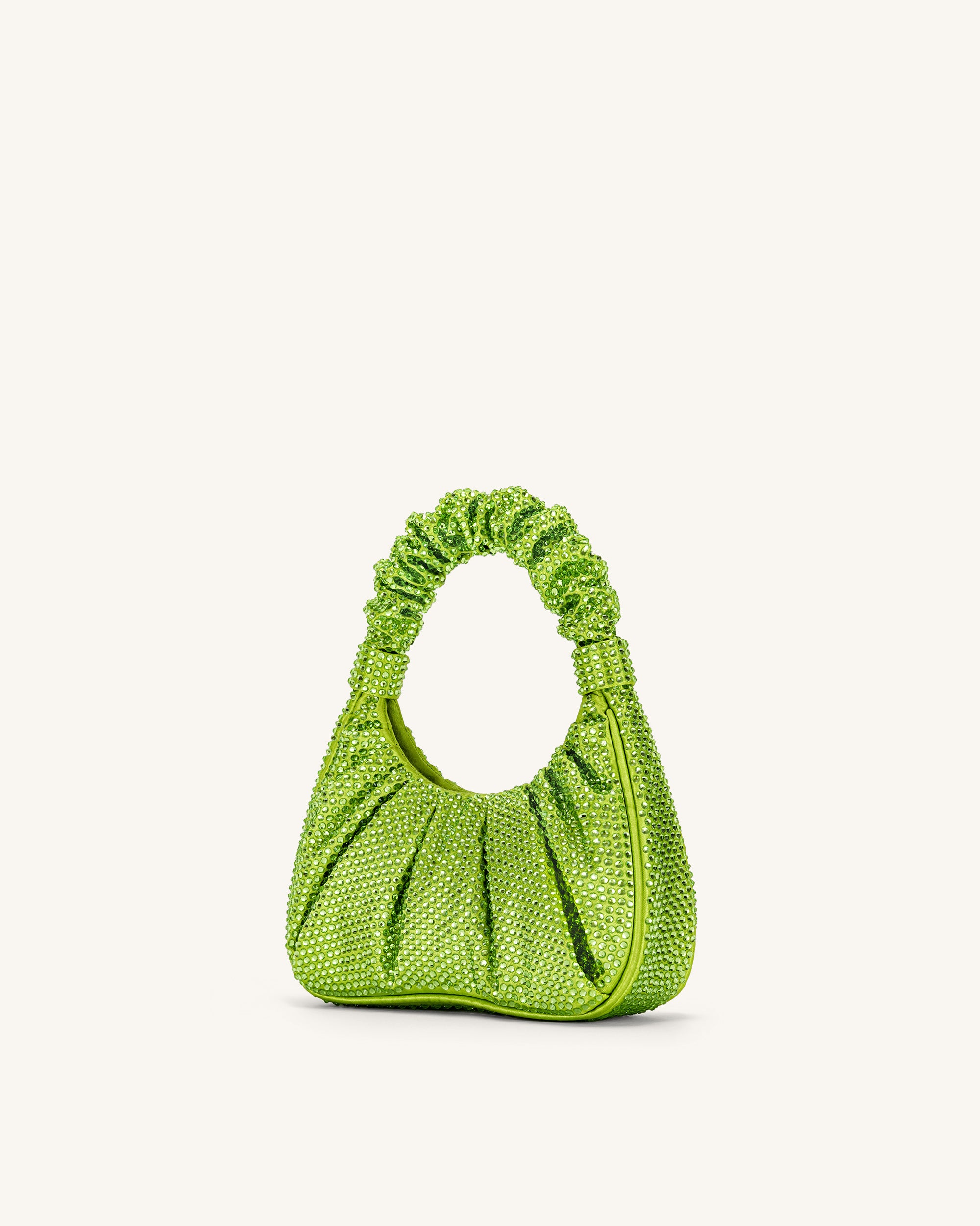 Gabbi Artificial Crystal Medium Ruched Hobo Handbag - Green | JW PEI