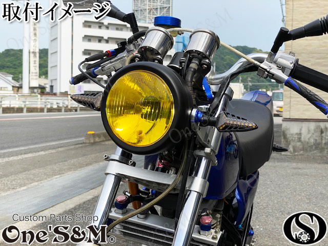 4ミニにオススメ 160π ガラス イエローレンズ マッドブラック 丸型