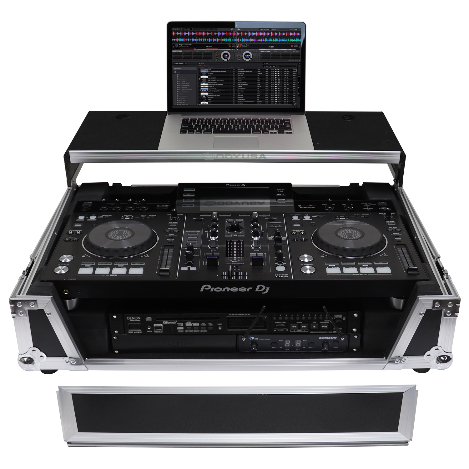 Pioneer XDJ-RX / XDJ-RX2 Flight Case with 2U Rack Space and Glide