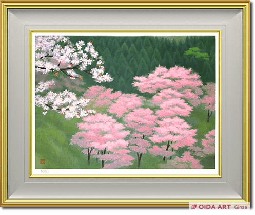 新品】東山魁夷「吉野の春」 ポスター 複製画 日本画 風景画 高級額付