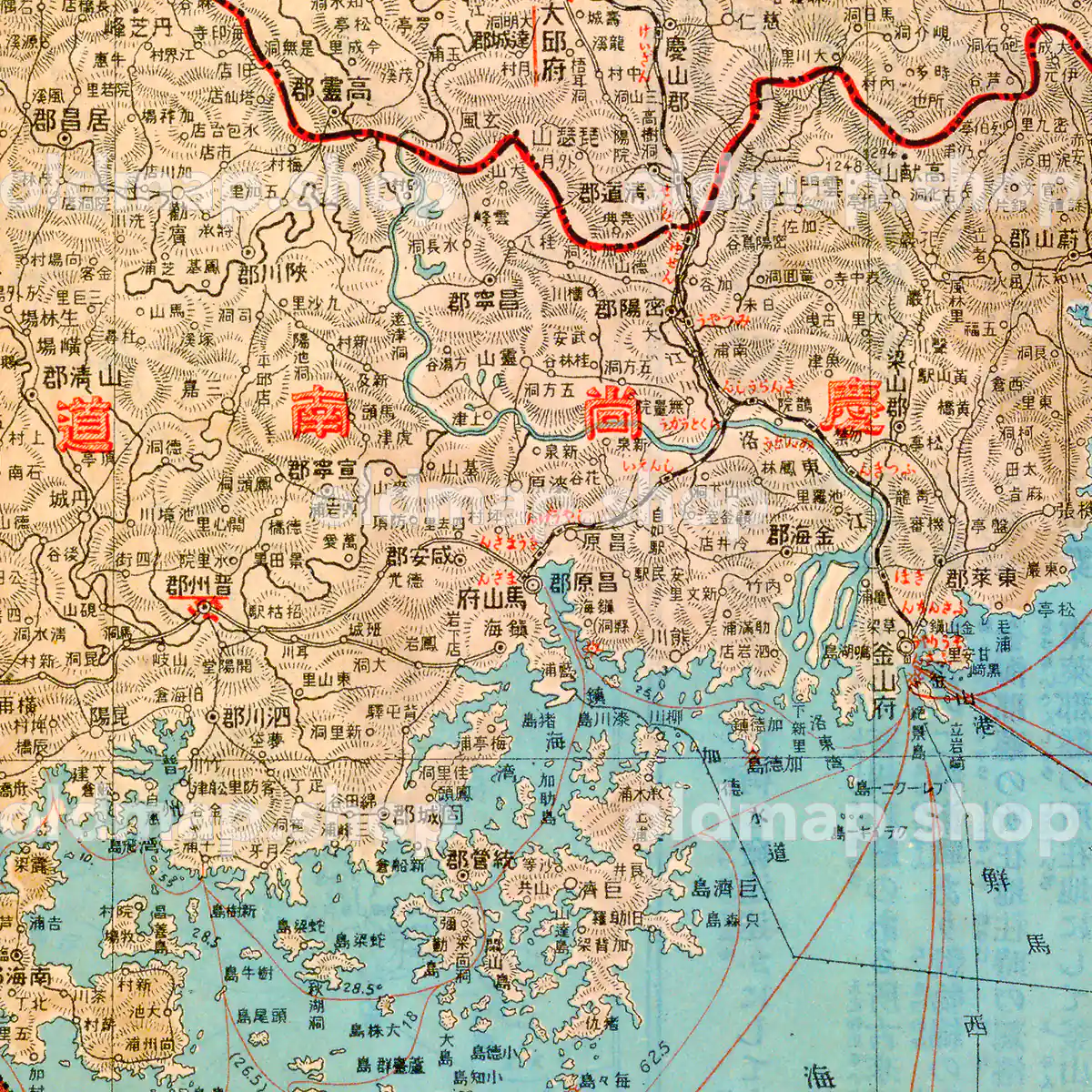 朝鮮全図 南部 大正8年(1919) – 金刺分県図 古地図古地図素材データの