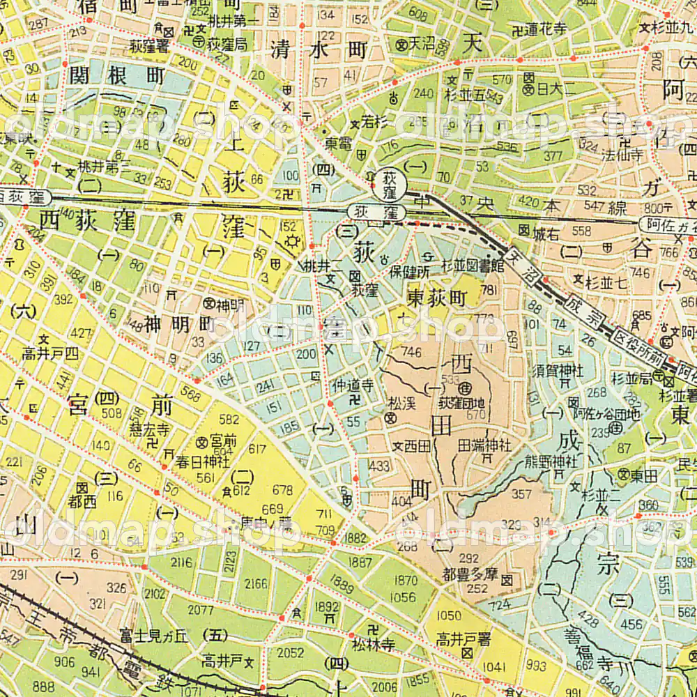 杉並区 昭和38年(1963) – 東京都区分地図 – 古地図素材データの