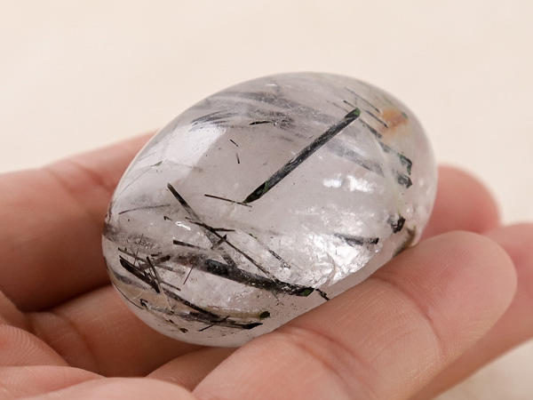 ブラックトルマリン入水晶楕円形（磨き）［No.7］ | パワーストーン