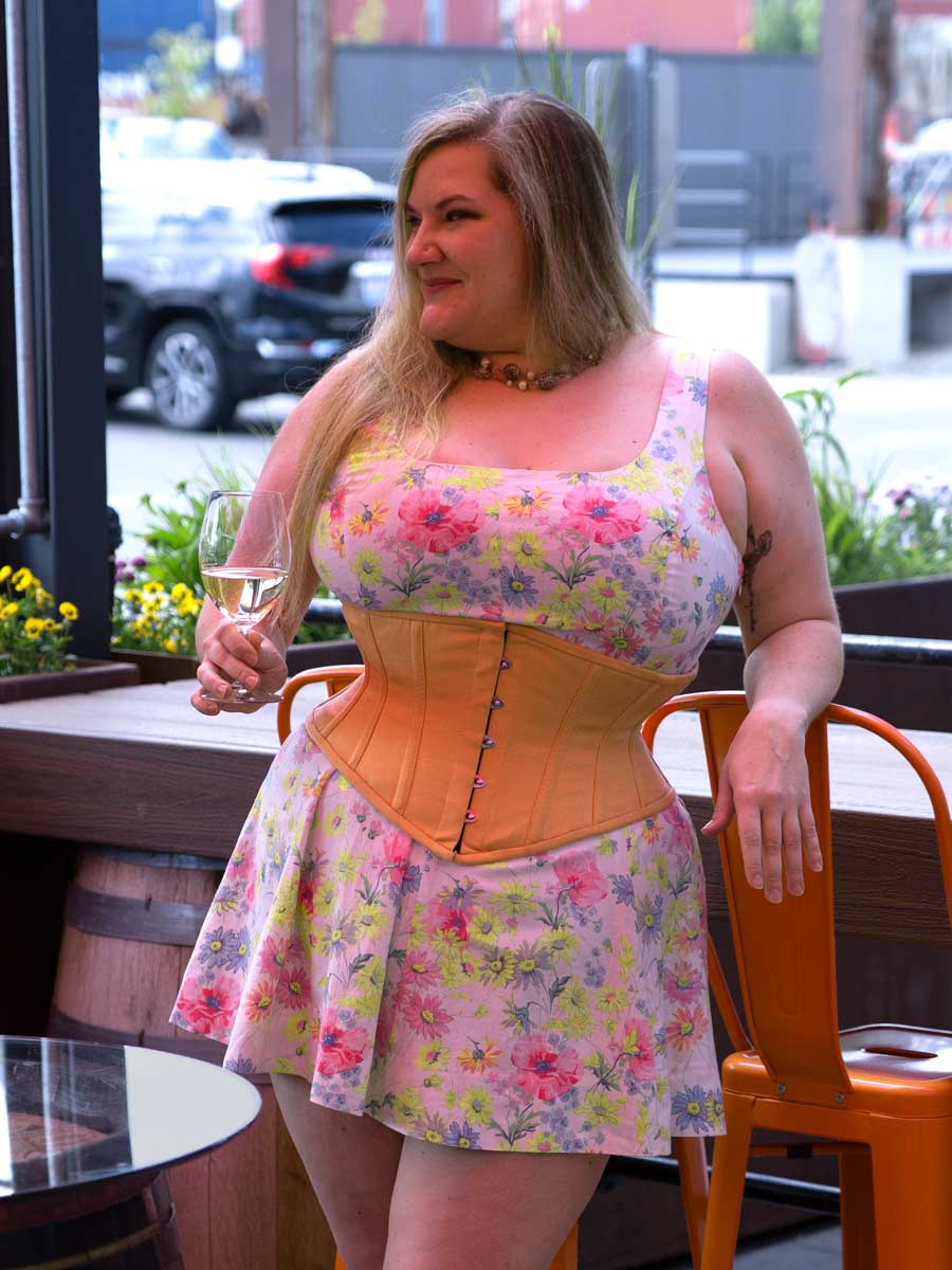 Steel Boned Cotton Hourglass Curve Waspie Corset CS-201 | Orchard