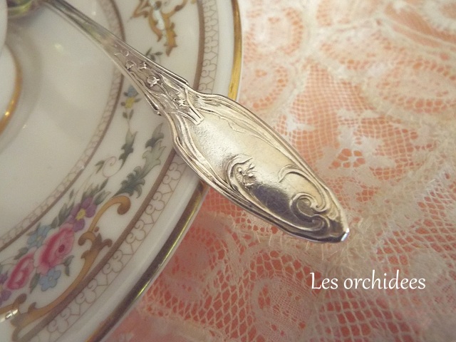 フランス アンティーク シルバー 純銀 ティースプーン スズラン