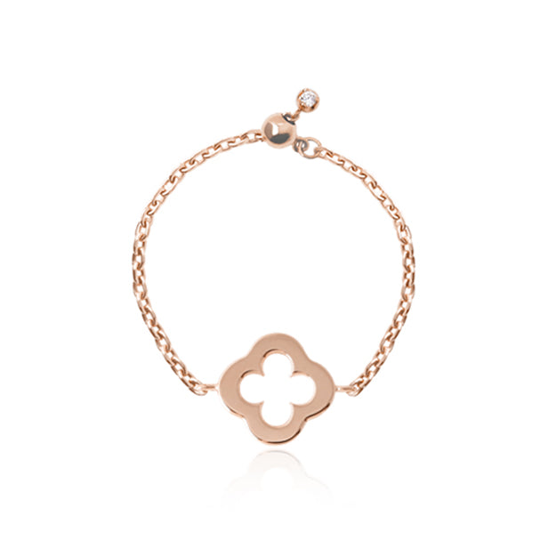 K18/Pt「アミ クローバー」チェーンリング｜【オレフィーチェ】Orefice