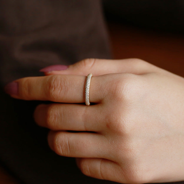 K18/Pt「ロベルタ ハーフエタニティ」リング｜【オレフィーチェ】Orefice