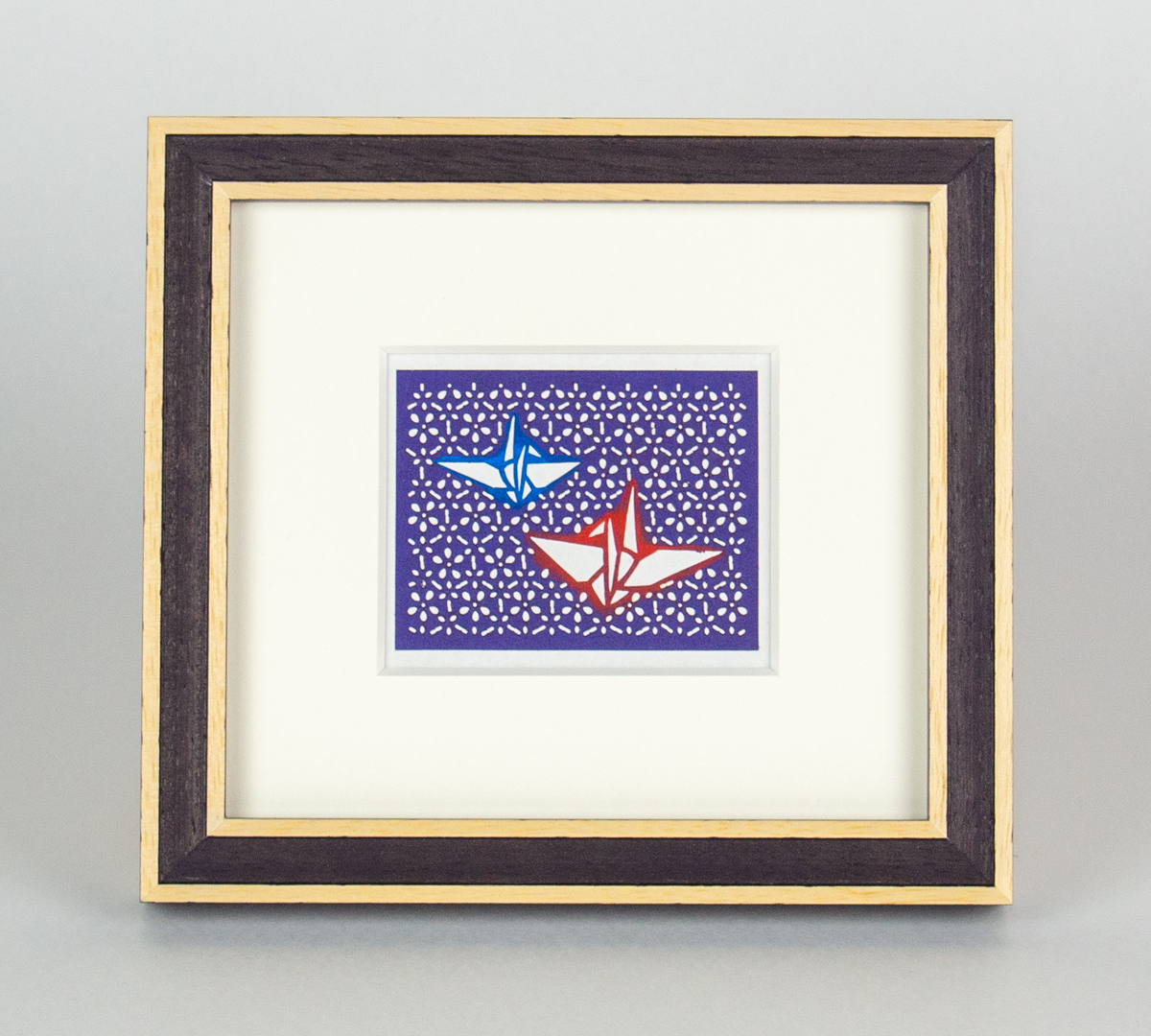 伊勢型 紙 「鶴・亀・熨斗の図」 額装 未使用 明治中期 骨董品 【公式