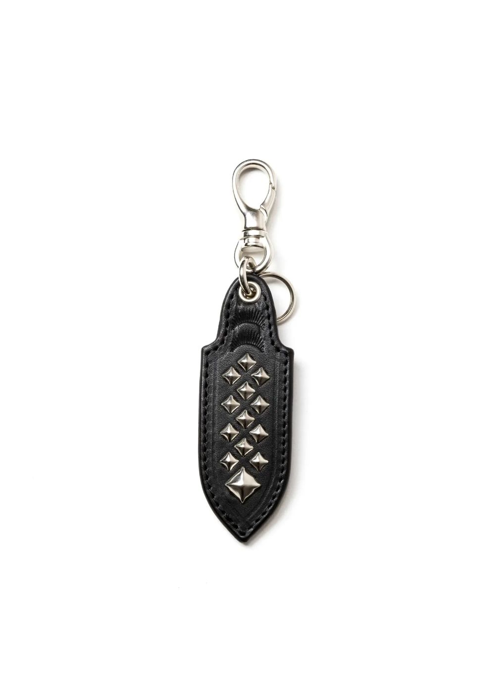 CALEE - STUDS LEATHER KEY RING (BLACK) / スタッズ レザー
