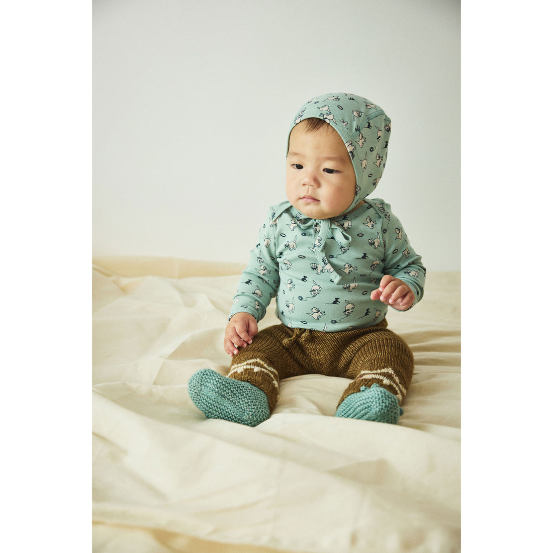 Misha and Puff Sage Cat & Mouse Baby Long Sleeve Lap Onesie – Ladida