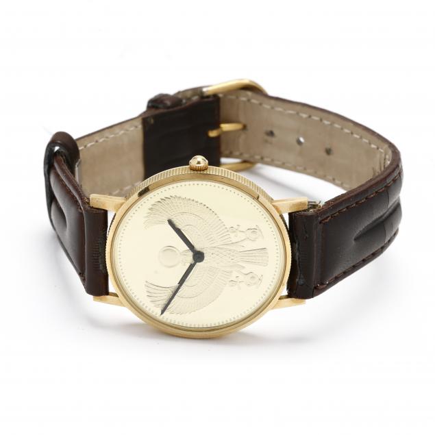 Gent's Gold Egyptian Golden Falcon Watch, The Franklin Mint (Lot