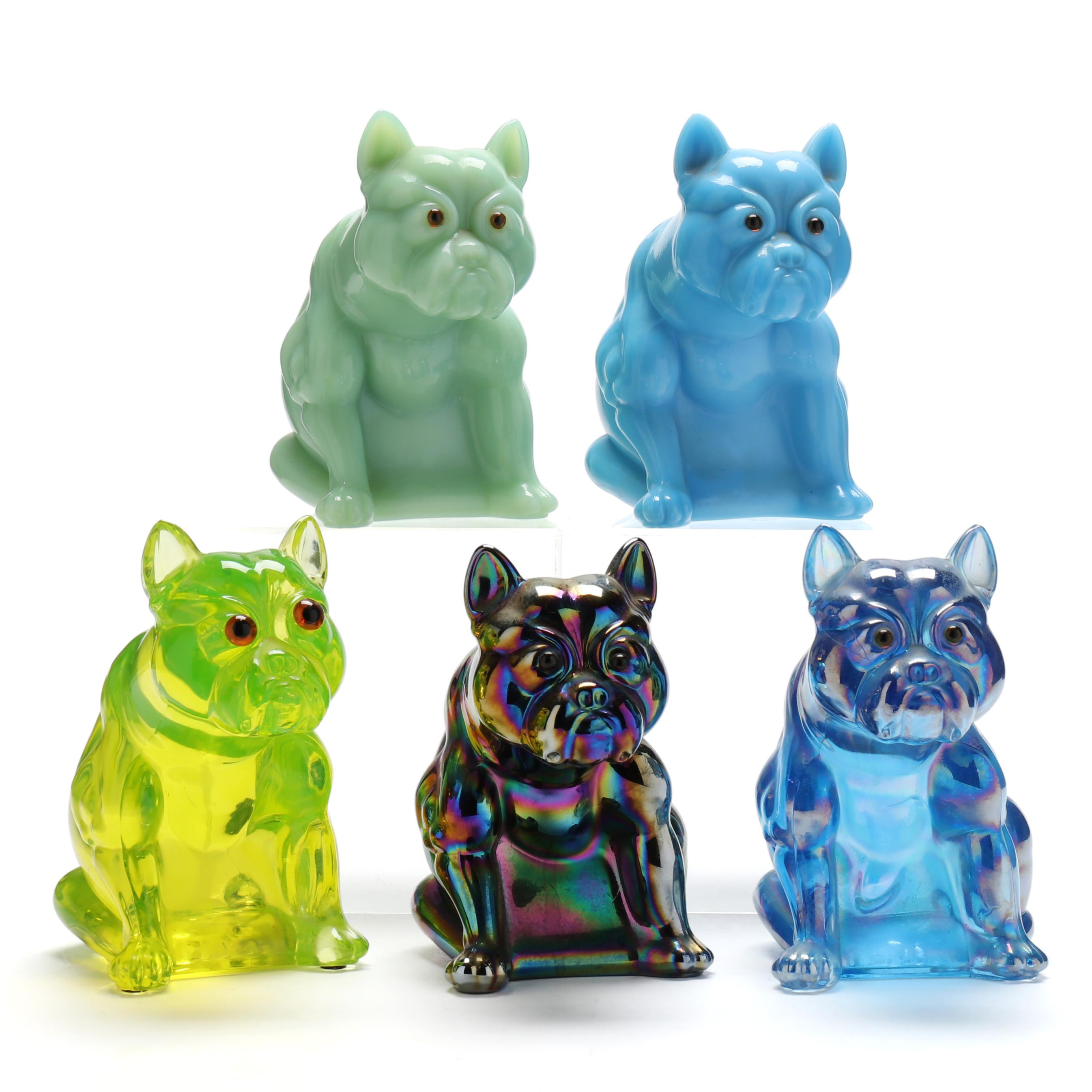 attributed Westmoreland, Five Glass Bulldog Doorstops (Lot 1389