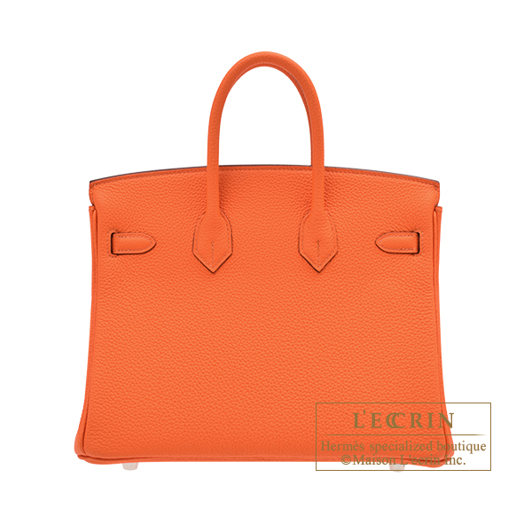 Hermes Birkin bag 25 Orange minium Togo leather Silver hardware