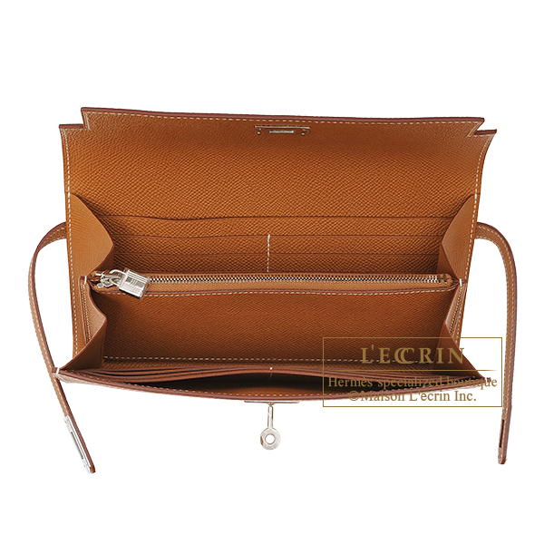 エルメス ケリーウォレットロング ゴールド ヴォーエプソン シルバー