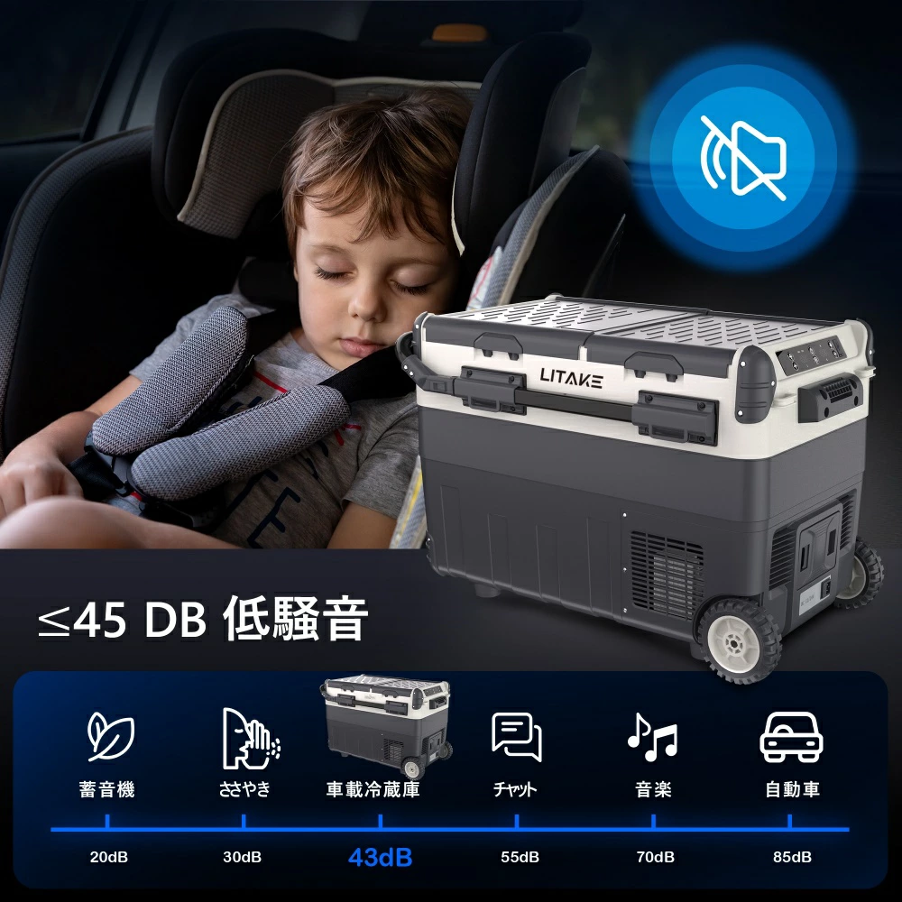 車載冷蔵庫 30L/40L/50L コンプレッサー式 バッテリー内蔵可能 -20