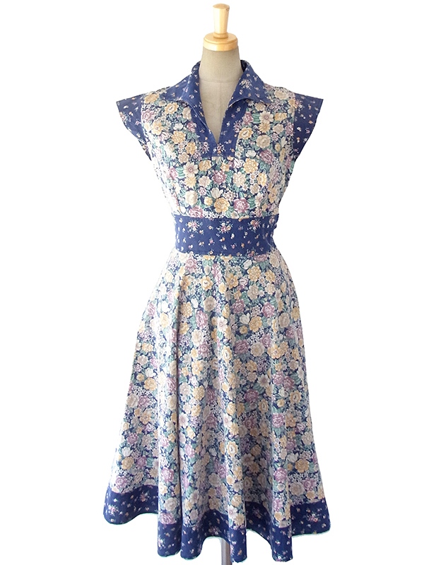 送料無料】ロンドン買い付け 60年代製 カラフル花柄 X クラシカルな