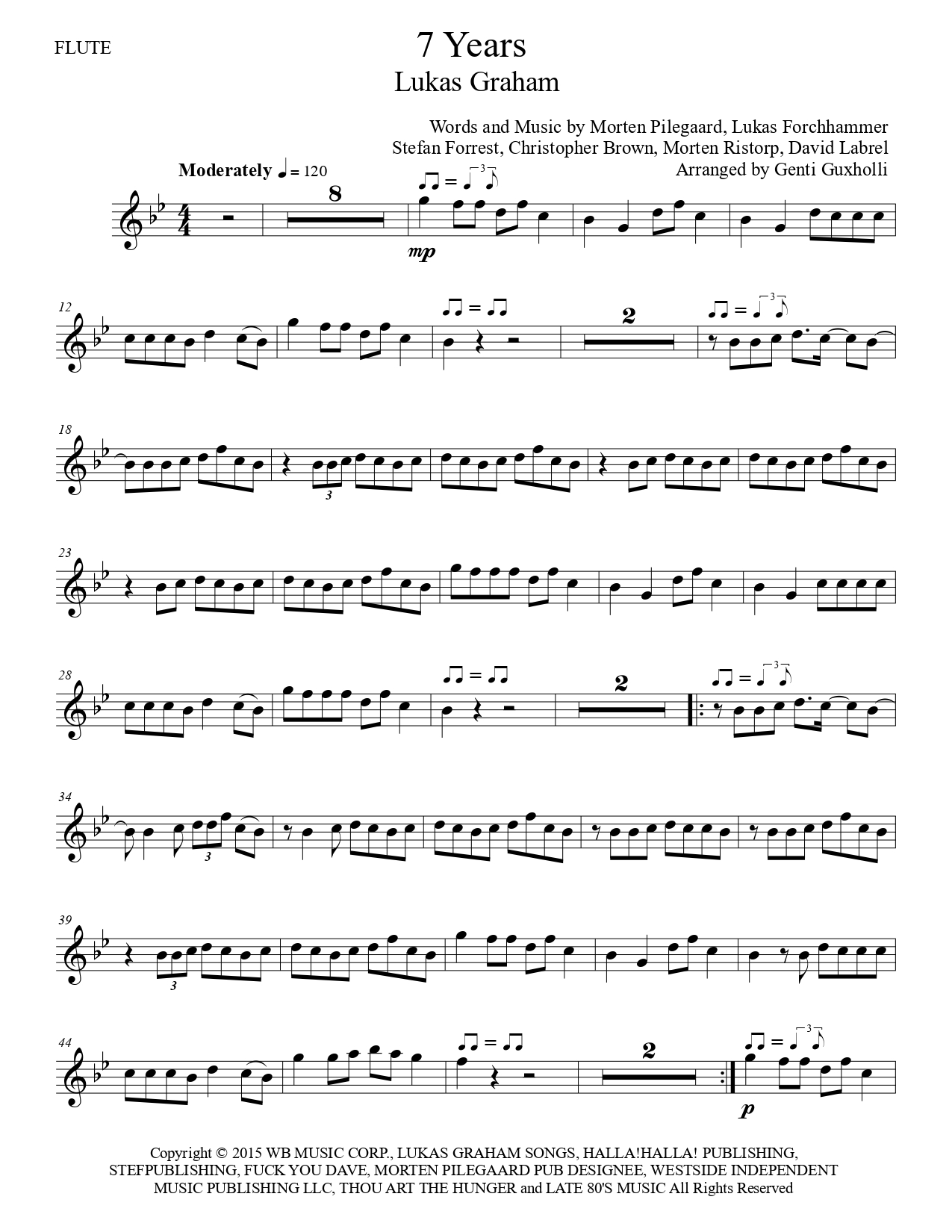 Lukas Graham – 7 Years (Flute Solo) – Littlesheetmusic