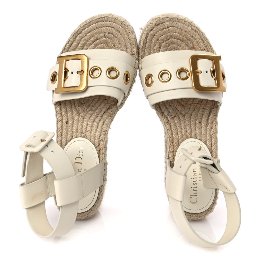 Christian Dior Calfskin D-Dior Espadrille Platform Sandals 35 Off