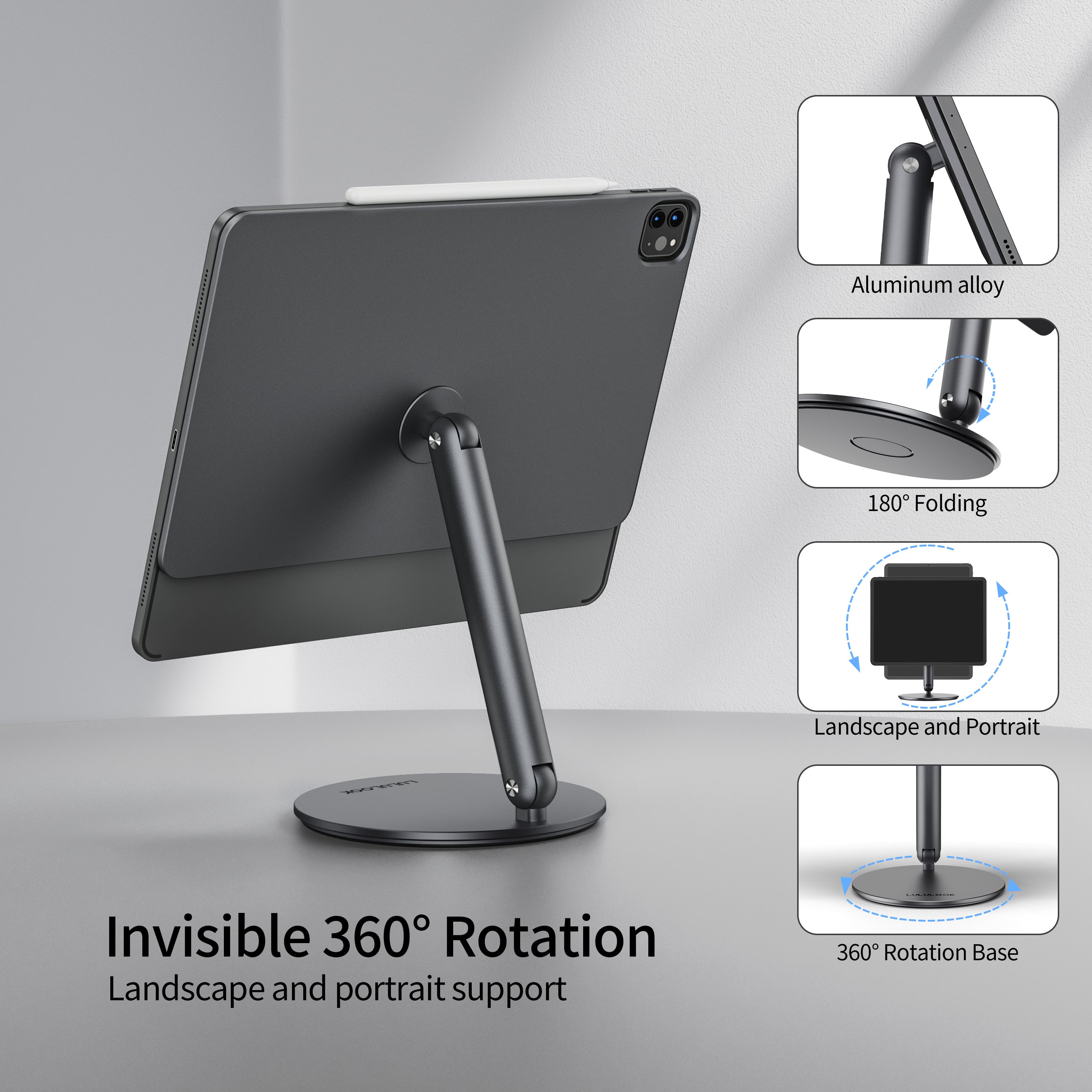 Lululook Foldable Magnetic iPad Stand, Magnetic iPad Pro Holder