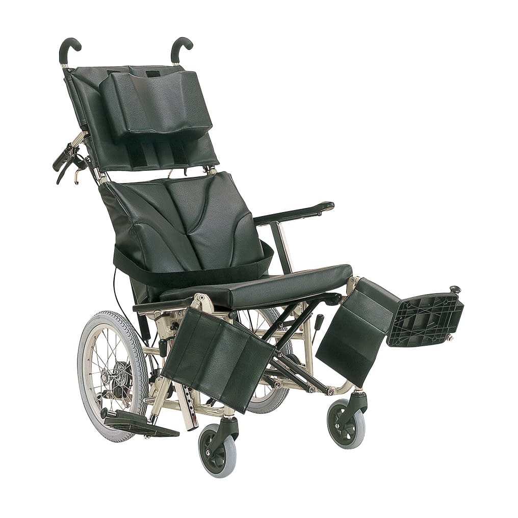 ティルトリクライニング車いす 車椅子 23-7103-0001 黒レザー