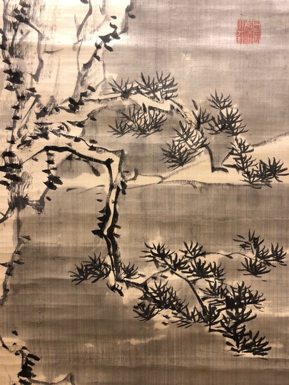 真作】寺崎廣業/雪景田家図/山水図/掛軸/名家伝来/AC-163 真作】寺崎廣