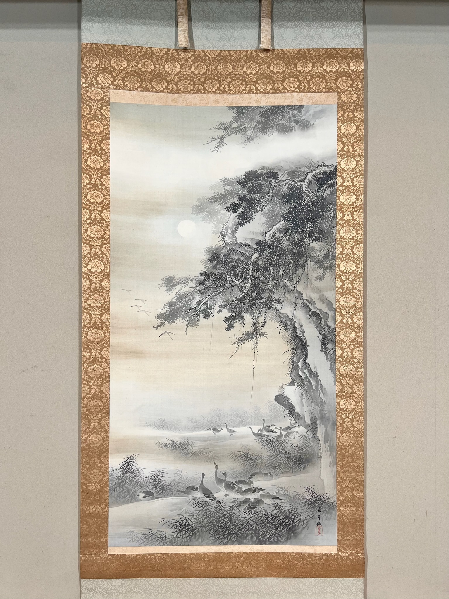 真作/平井楳仙/嵐峡秋景/秋/桐共箱二重箱付/布袋屋掛軸HG-828 真作