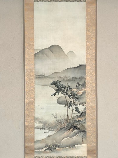 橋本雅邦 渓邨帰牧図｜古美術・掛け軸の販売・買取・鑑定-松本松栄堂