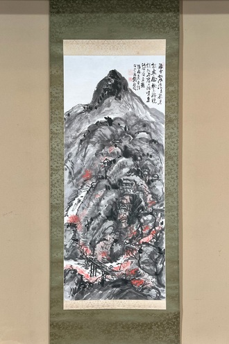 真作/石井金陵/秋江漁舟図/布袋屋掛軸HD-826 真作/石井金陵/秋江漁舟図