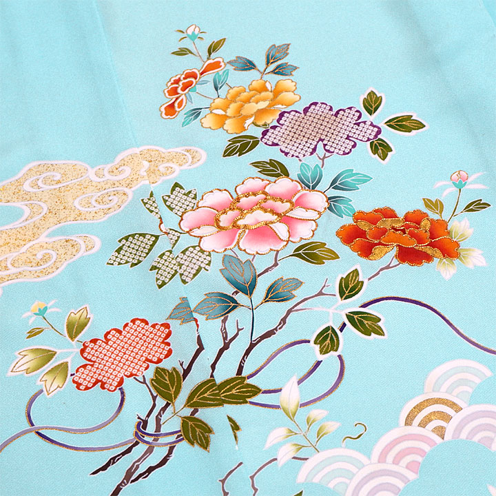 菱健 桐壺ブランド 京友禅訪問着【鮮やかな水色】 [241124-ho-2