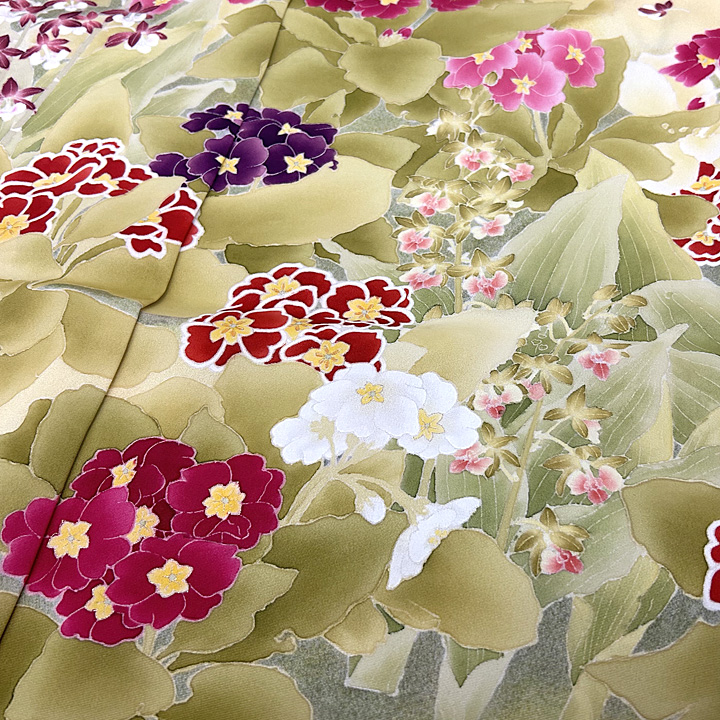 鮮やかに彩られた幻のブランド染の北川謹製の特選訪問着 鮮やかに彩