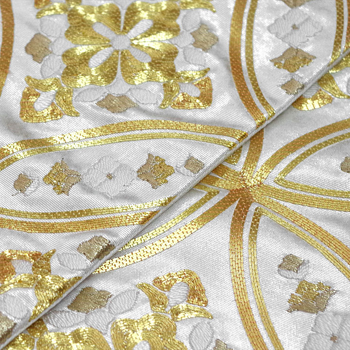 金駒刺繍 引箔袋帯【七宝 白灰】 [241021-kinho-39] - ￥115,000