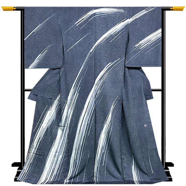 京友禅作家上村米重 手描き友禅訪問着【流れる線】 京友禅作家上村米重