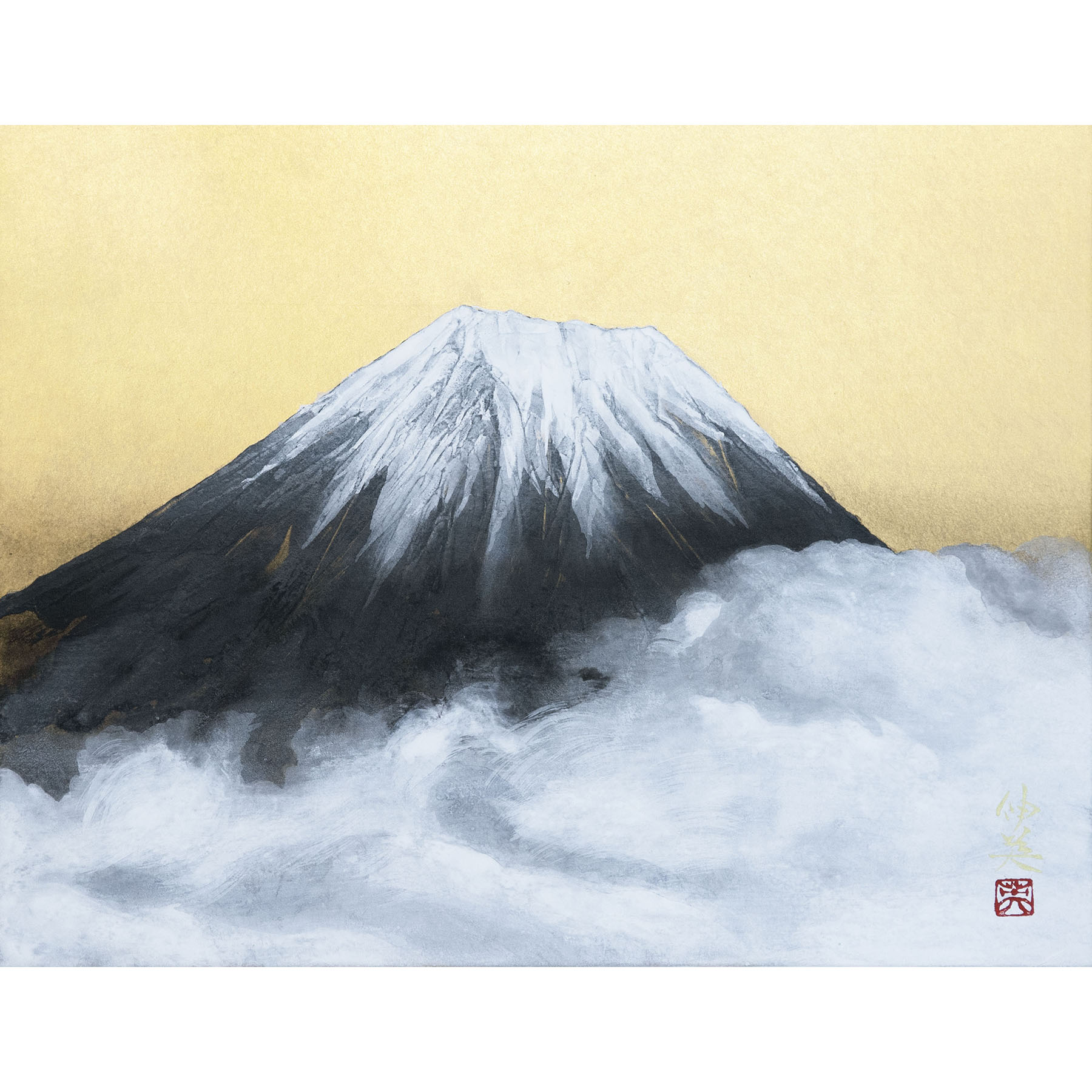 湧雲富士（日本画） | ギャラリーまきの 信州の木製品と美術工芸品販売